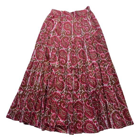 Cleobella Pink and Brown Paisley Maxi Skirt - Picture 1 of 8